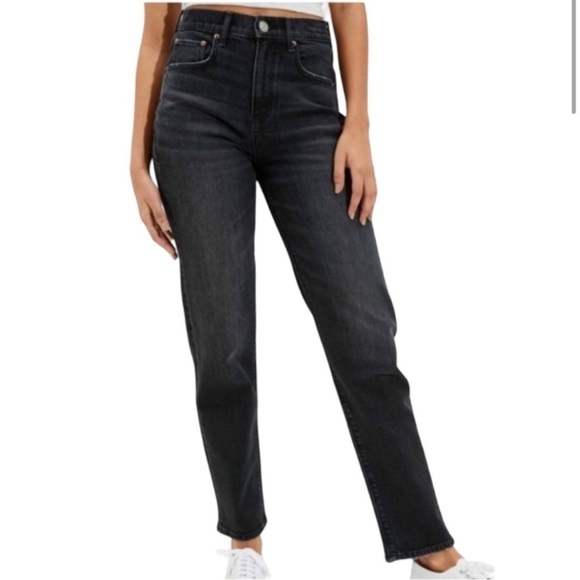American Eagle 90's Boyfriend black jeans Size 2 grey retro mom dad relaxed high - Picture 14 of 14